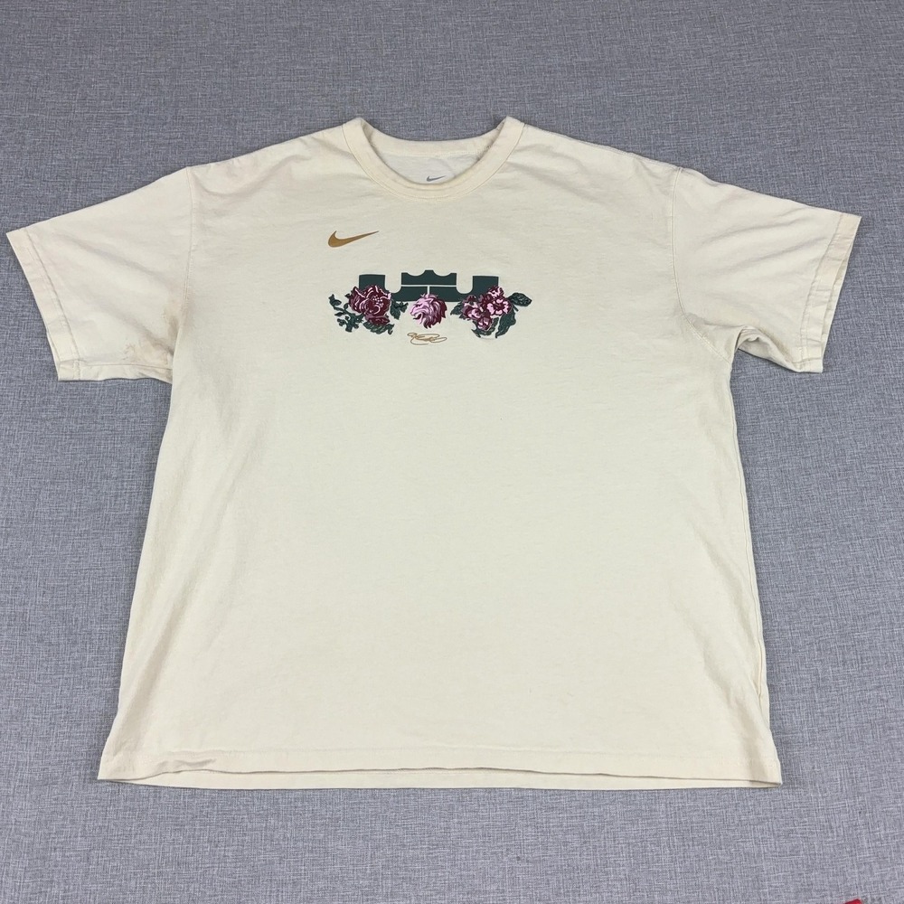 Nike LeBron Shirt Mens XL White Floral Crown Basketball Graphic Tee Y2K